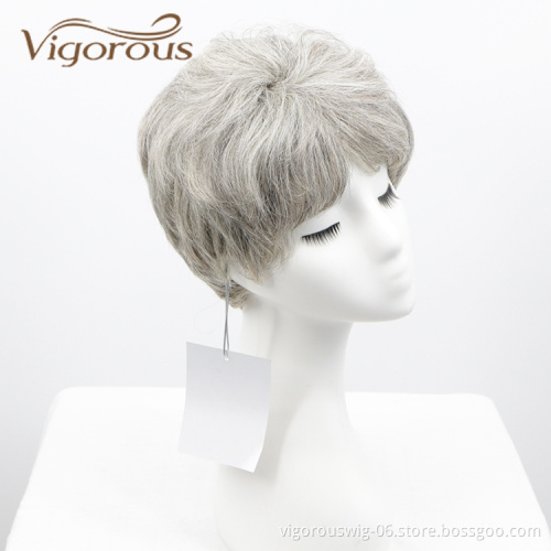 Vigorous Brazilian Cuticle Aligned Straight With Bang Short Ombre Silver Vendors Pixie Wig For Women Hair